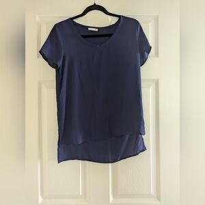 Soprano Blue Asymmetrical Short Sleeve T-Shirt
